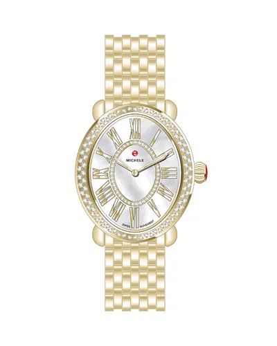 Michele Serein Oval Diamond 18k Gold-plated Watch, 24mm X 27mm