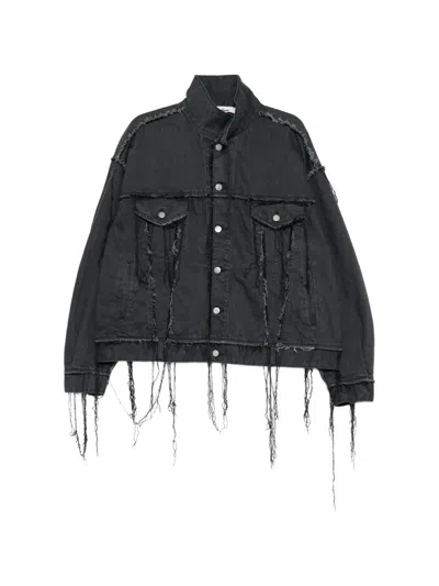 Midorikawa Frayed-edge Denim Jacket In Black