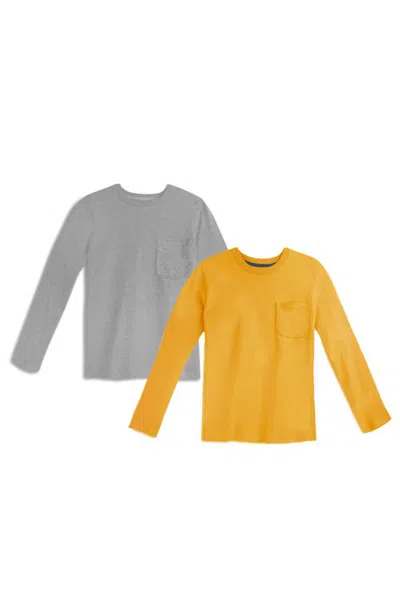 Mightly Kids'  Long Sleeve Pocket Tee 2 Pack In Multi