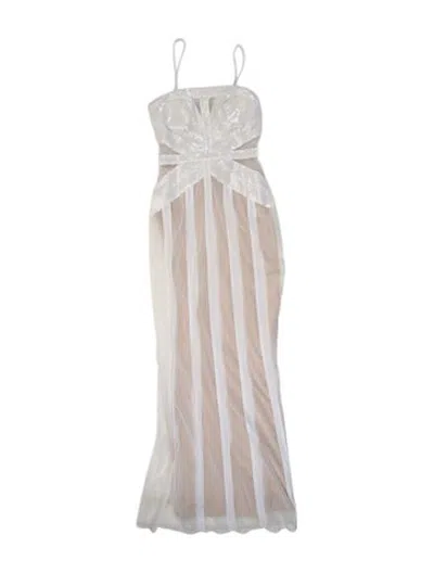 Pre-owned Mignon Patterned Long Dress In White