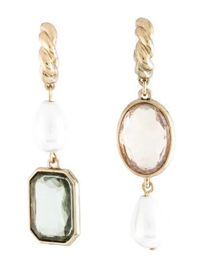 Pre-owned Mignonne Gavigan Crystal & Faux Pearl Leonie Drop Earrings In Multicolor