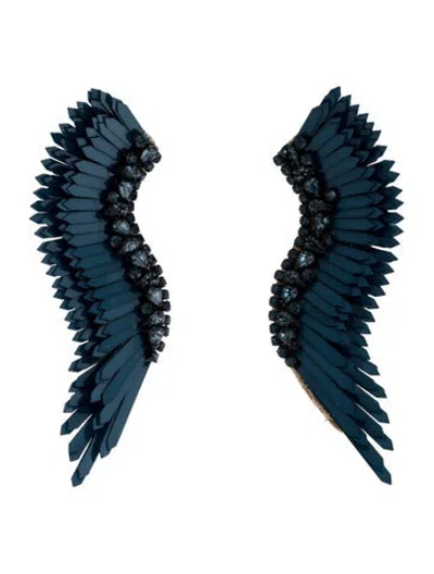 Pre-owned Mignonne Gavigan Sequins, Leather & Crystal Madeline Drop Earrings In Blue