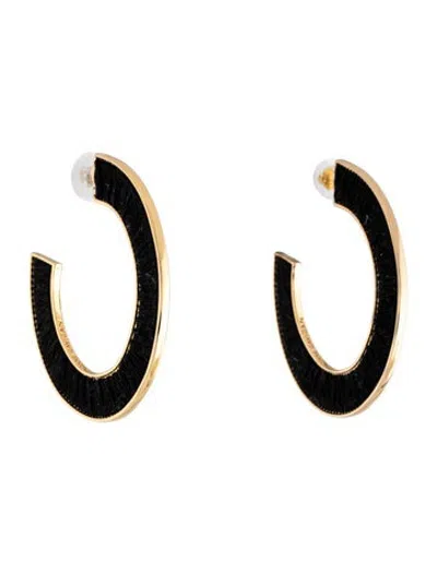Pre-owned Mignonne Gavigan Thread Fiona Hoop Earrings In Black