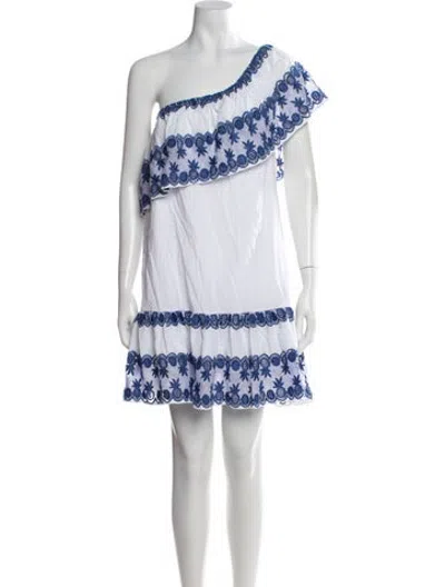 Pre-owned Miguelina Lace Pattern Mini Dress In Blue
