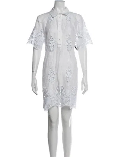 Pre-owned Miguelina Linen Mini Dress In White