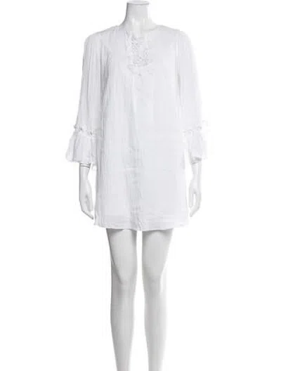 Pre-owned Miguelina V-neck Mini Dress W/ Tags In White