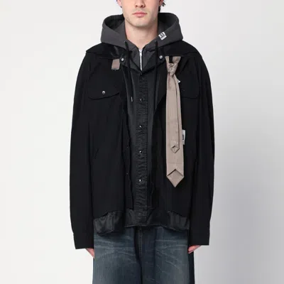 Miharayasuhiro Black Three-layer Jacket In Grey