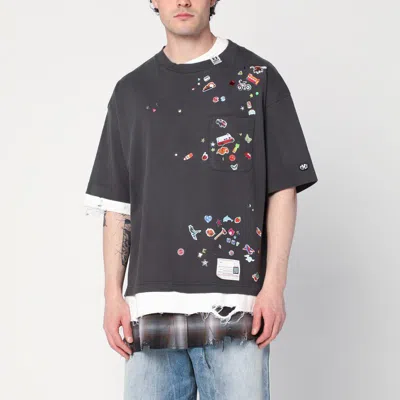 Miharayasuhiro Maison Mihara Yasuhiro Layered Washed Black T-shirt In Grey