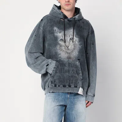 Miharayasuhiro Maison Mihara Yasuhiro Washed Black Sweatshirt With Distressed Effect In Grey