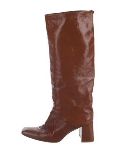 Pre-owned Miista Patent Leather Boots In Brown