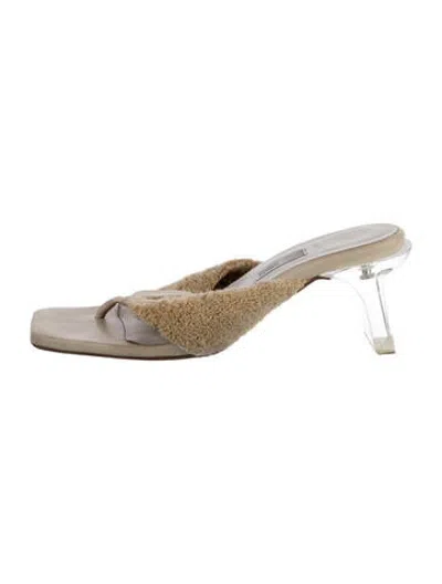 Pre-owned Miista Shearling Slides In Neutrals