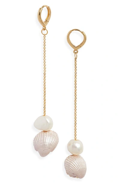 Miju Tides Linear Drop Huggie Hoop Earrings In Gold