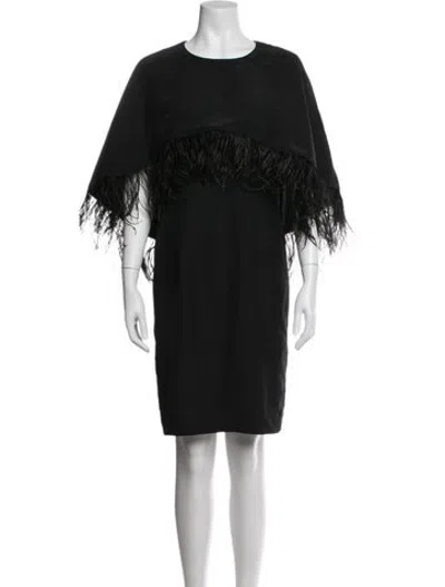 Pre-owned Mikael Aghal Crew Neck Knee-length Dress In Black