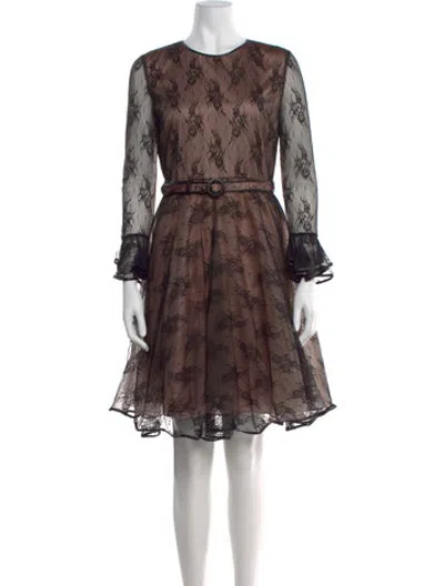 Pre-owned Mikael Aghal Lace Pattern Mini Dress In Brown