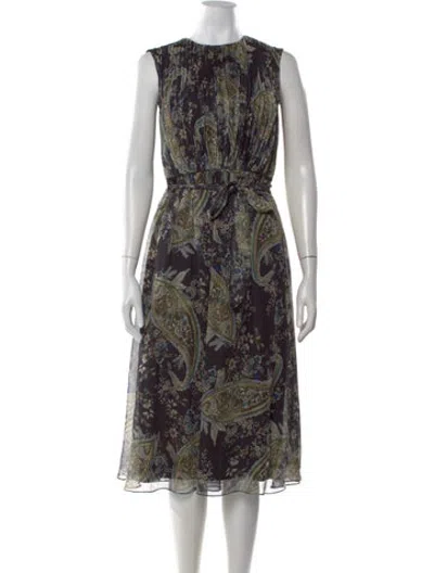Pre-owned Mikael Aghal Paisley Print Midi Length Dress In Multicolor