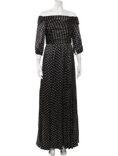 Pre-owned Mikael Aghal Silk Long Dress In Black