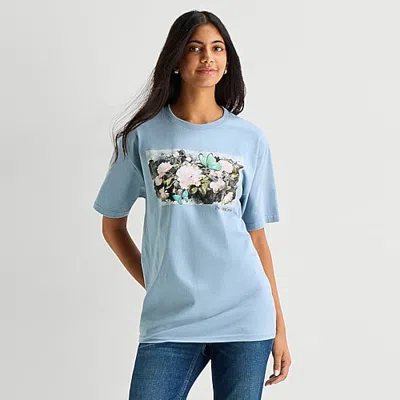 Miken Womens Crew Neck Short Sleeve Regular Fit Graphic T-shirt In Blue