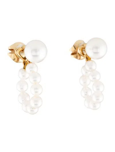 Pre-owned Mikimoto 18k Pearl Convertible Drop Earrings In Multicolor