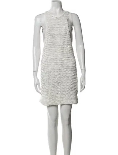 Pre-owned Mikoh Crew Neck Mini Dress In White