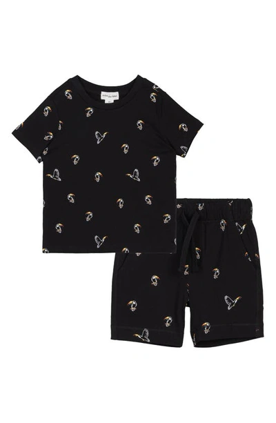 Miles The Label Babies' Toucan Print Organic Cotton T-shirt & Shorts Set In Black