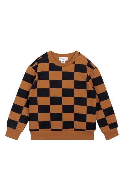 Miles Baby Kids' Checkerboard Organic Cotton Sweatshirt In Camel