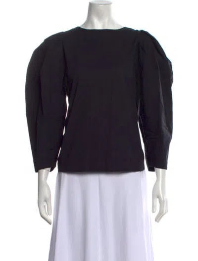 Pre-owned Mille Crew Neck Three-quarter Sleeve Top In Black