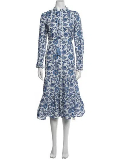 Pre-owned Mille Floral Print Midi Length Dress W/ Tags In Blue
