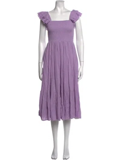 Pre-owned Mille Square Neckline Midi Length Dress In Purple