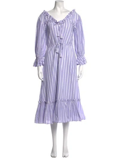 Pre-owned Mille Striped Long Dress In Purple