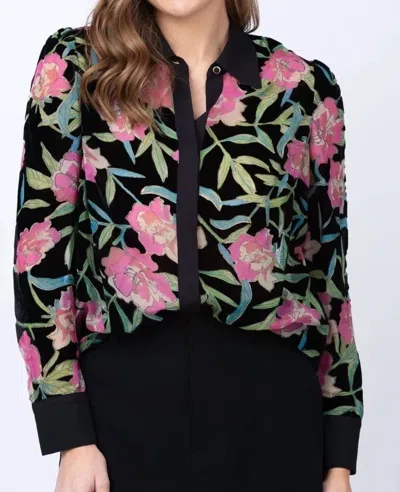 Milly Burnout Velvet Top In Multicolor In Black