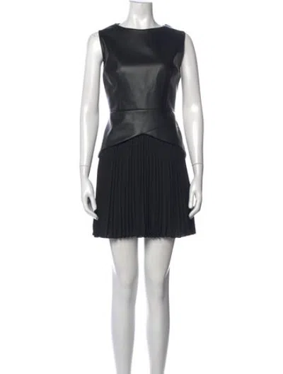 Pre-owned Milly Crew Neck Mini Dress In Black