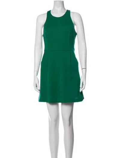 Pre-owned Milly Crew Neck Mini Dress In Green