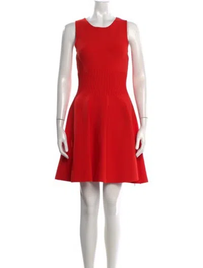 Pre-owned Milly Crew Neck Mini Dress In Red