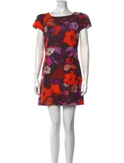 Pre-owned Milly Floral Print Mini Dress In Black