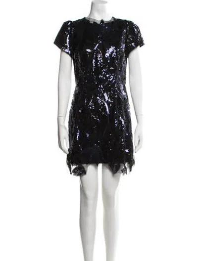 Pre-owned Milly Floral Print Mini Dress In Black/blue