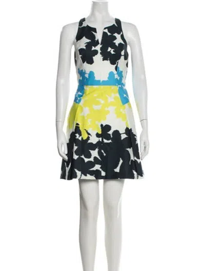 Pre-owned Milly Floral Print Mini Dress In White