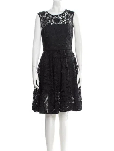 Pre-owned Milly Lace Pattern Mini Dress In Black
