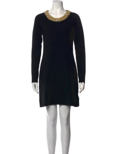 Pre-owned Milly Merino Wool Mini Dress In Black