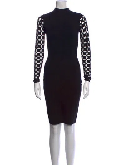 Pre-owned Milly Mock Neck Knee-length Dress In Black