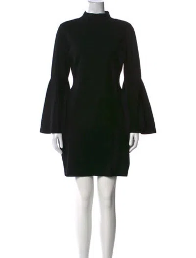 Pre-owned Milly Mock Neck Mini Dress In Black
