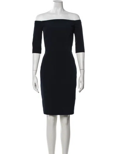 Pre-owned Milly Off-the-shoulder Knee-length Dress In Blue