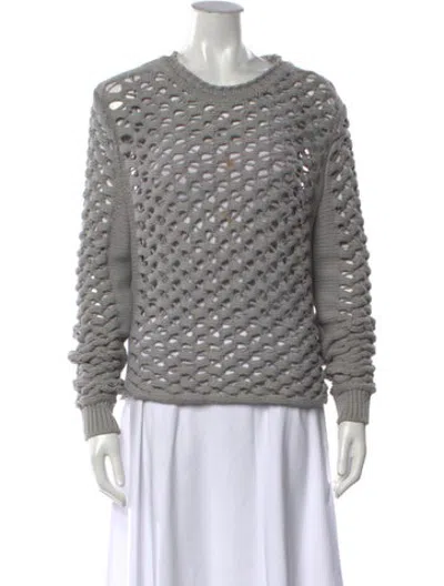 Pre-owned Milly Patterned Crew Neck Sweater In Grey