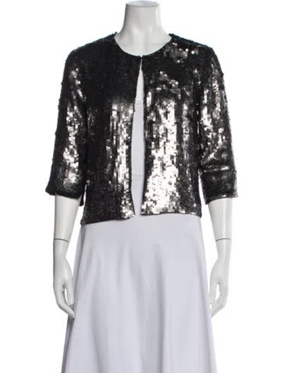 Pre-owned Milly Patterned Evening Jacket In Silver