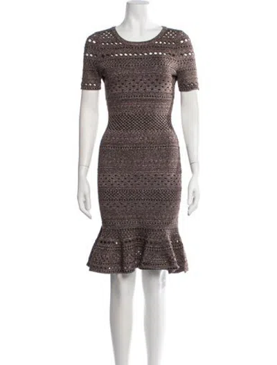 Pre-owned Milly Patterned Knee-length Dress In Brown/metallic