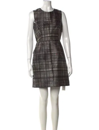 Pre-owned Milly Plaid Print Mini Dress In Black