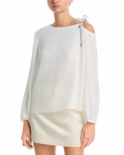 Milly Rory Stretch Silk Embellished Off-the-shoulder Top In White