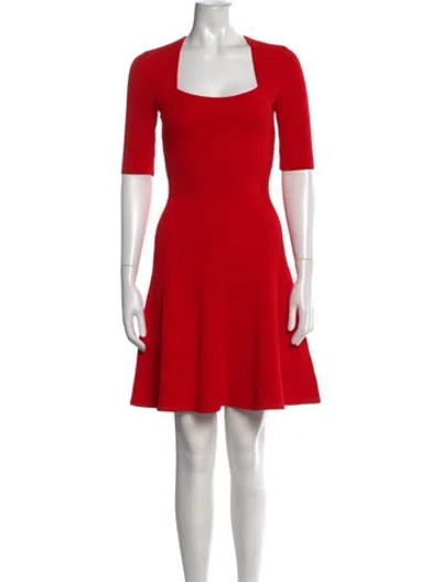 Pre-owned Milly Square Neckline Mini Dress In Red