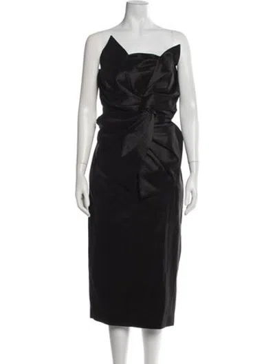 Pre-owned Milly Strapless Knee-length Dress In Black