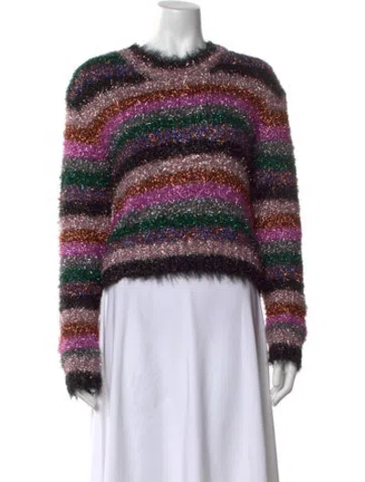 Pre-owned Milly Striped Crew Neck Sweater In Metallic/pink