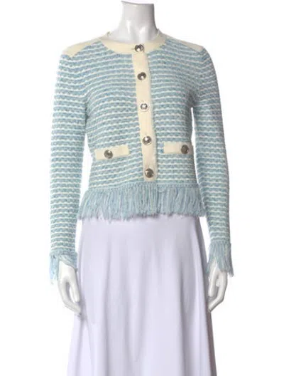 Pre-owned Milly Striped Crew Neck Sweater W/ Tags In Blue